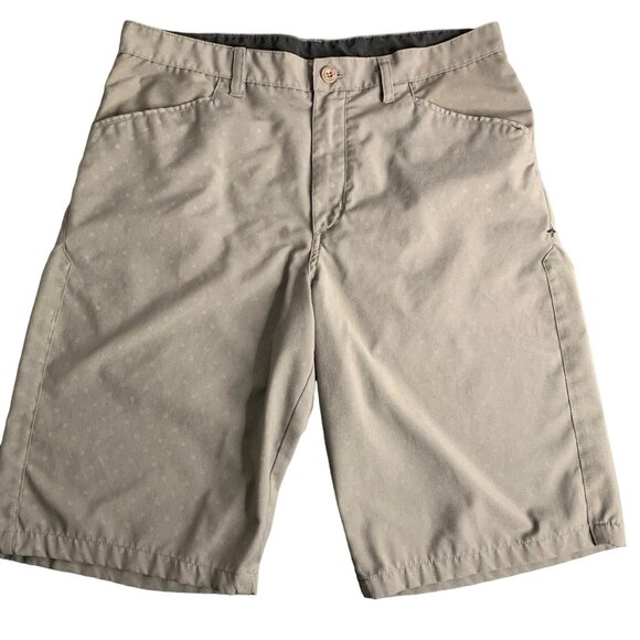 Hurley High Rise Flat Front Shorts 33 Grey Button Zip Pockets Belt Loops 12 in - Picture 1 of 6